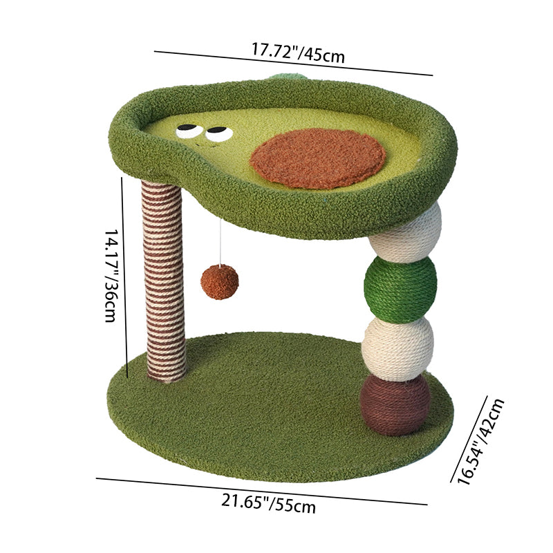 Contemporary Creative Round Particleboard Velvet Fabric Hemp Rope Paper Tube Fruit-Themed Cat Tree For Living Room
