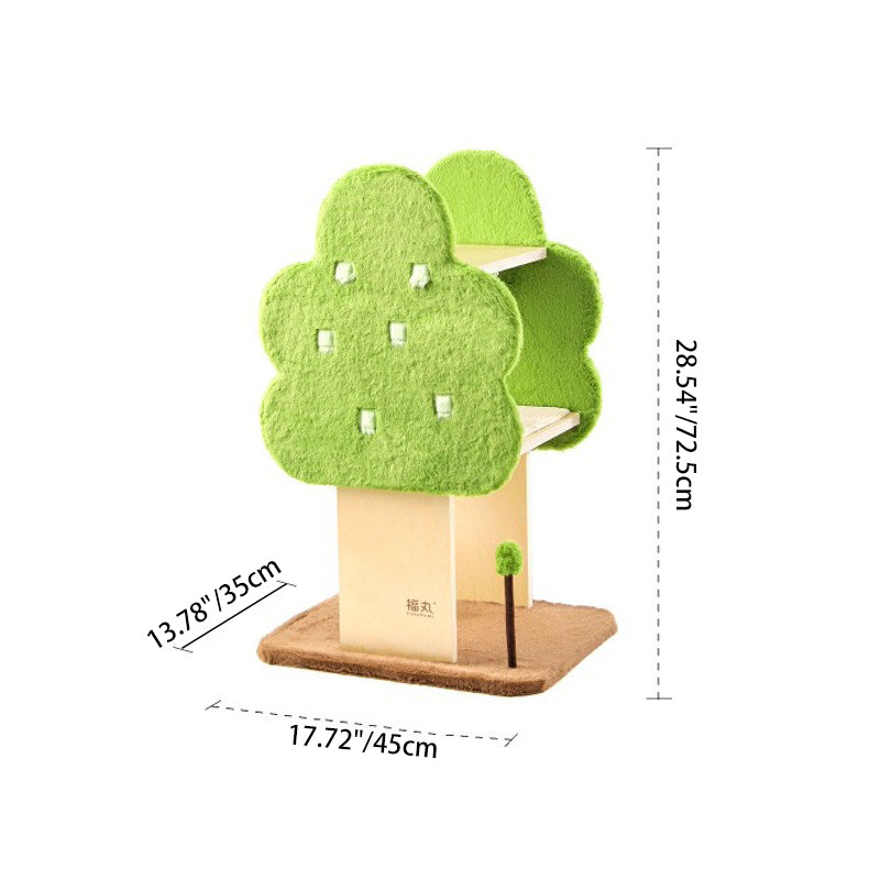 Contemporary Creative Rectangular Medium-Density Fiberboard Velvet Fabric Jute Tree-Shaped Cat Tree For Living Room