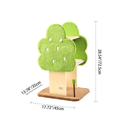 Contemporary Creative Rectangular Medium-Density Fiberboard Velvet Fabric Jute Tree-Shaped Cat Tree For Living Room