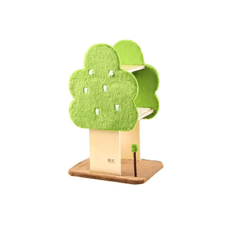 Contemporary Creative Rectangular Medium-Density Fiberboard Velvet Fabric Jute Tree-Shaped Cat Tree For Living Room