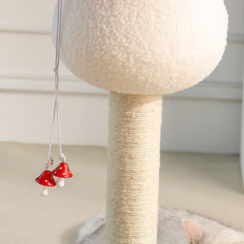 Contemporary Creative Round Medium-Density Fiberboard Velvet Fabric Foam Sisal Mushroom-Shaped Cat Tree For Living Room