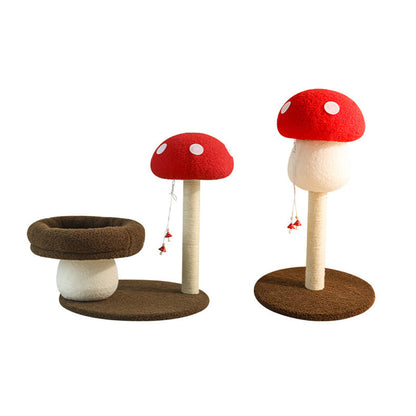 Contemporary Creative Round Medium-Density Fiberboard Velvet Fabric Foam Sisal Mushroom-Shaped Cat Tree For Living Room
