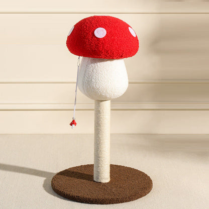 Contemporary Creative Round Medium-Density Fiberboard Velvet Fabric Foam Sisal Mushroom-Shaped Cat Tree For Living Room