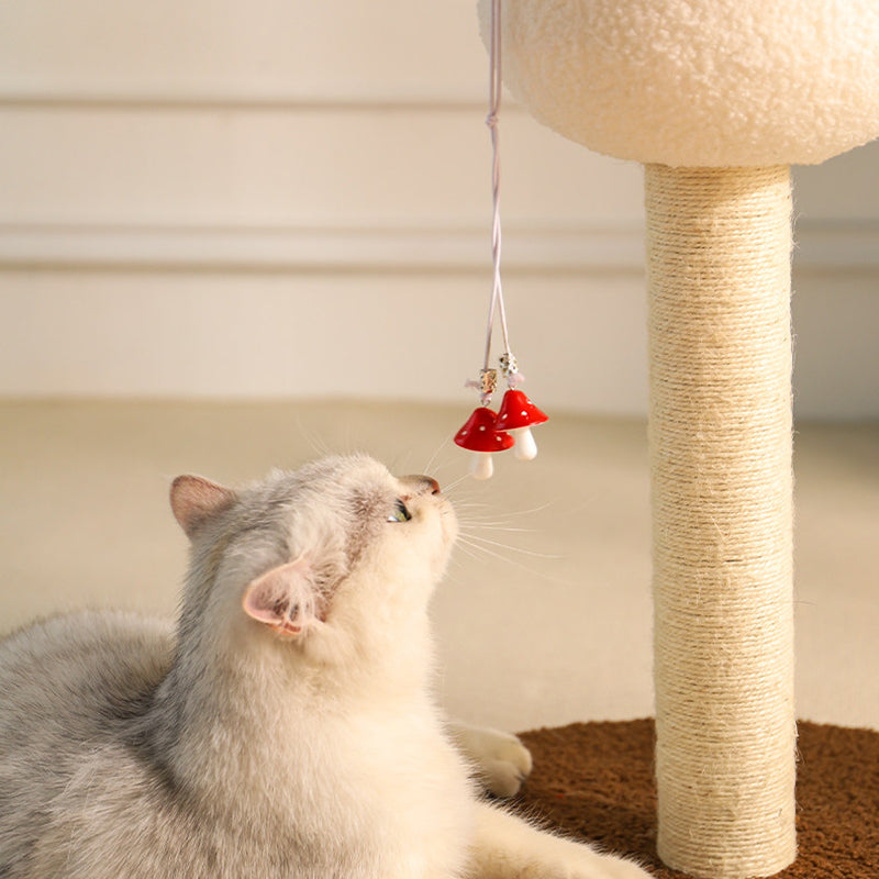 Contemporary Creative Round Medium-Density Fiberboard Velvet Fabric Foam Sisal Mushroom-Shaped Cat Tree For Living Room