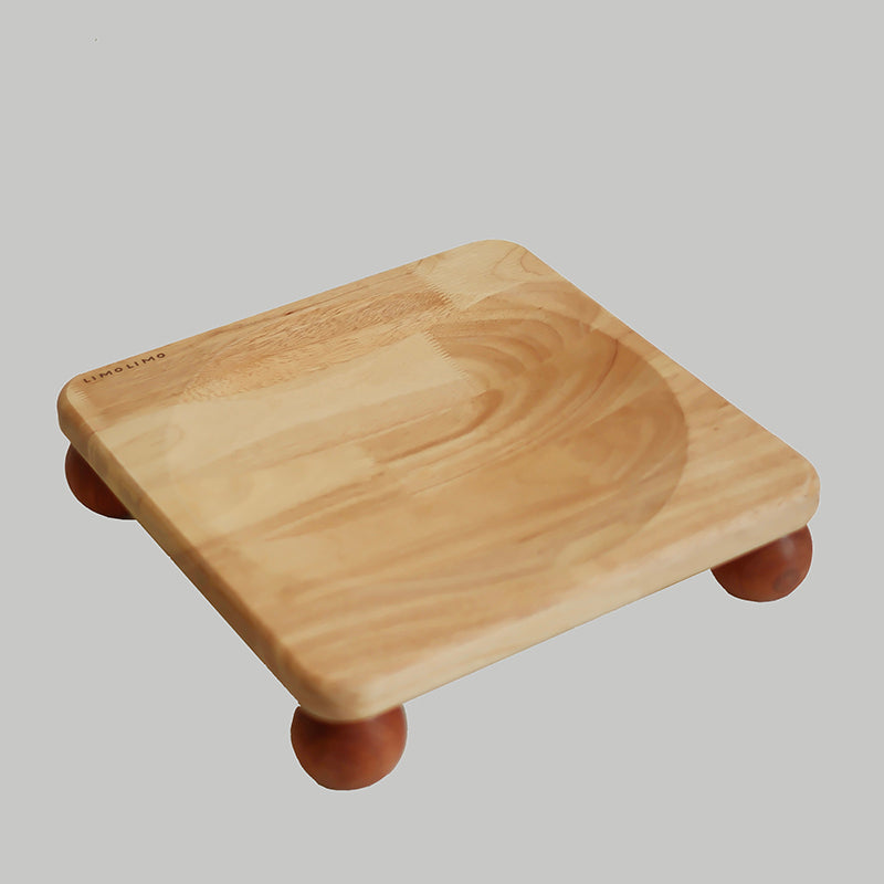 Traditional Vintage Square Rubberwood & Red Chinese Cedar Beech & Black Walnut Cat Bed For Bedroom