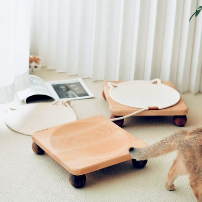 Traditional Vintage Square Rubberwood & Red Chinese Cedar Beech & Black Walnut Cat Bed For Bedroom