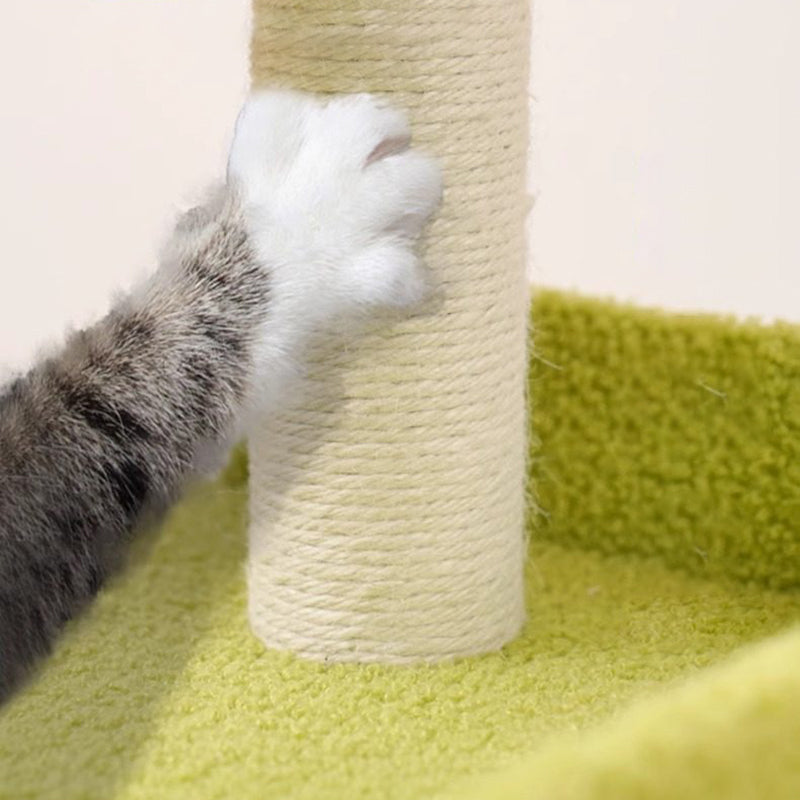 Contemporary Creative Square Medium-Density Fiberboard Polyester Fiber Hemp Rope Cat Tree 3-Tier For Living Room