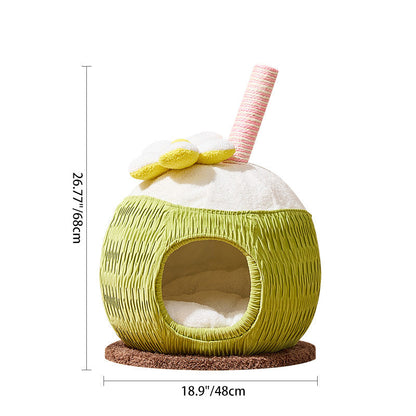 Contemporary Creative Round Natural Fruitwood Particleboard Velvet Fabric Sisal Coconut Cat Tree 5-Tier For Living Room