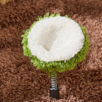 Contemporary Creative Round Natural Fruitwood Particleboard Velvet Fabric Sisal Coconut Cat Tree 5-Tier For Living Room
