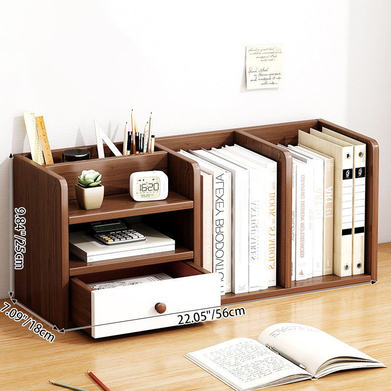 Contemporary Scandinavian Rectangular Medium-Density Fiberboard Desktop Storage Shelf 1-Drawer For Study & Bedroom