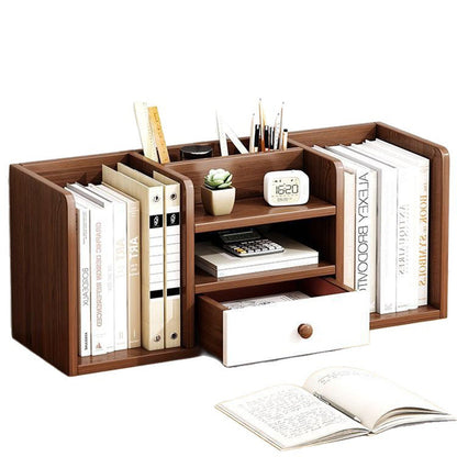 Contemporary Scandinavian Rectangular Medium-Density Fiberboard Desktop Storage Shelf 1-Drawer For Study & Bedroom