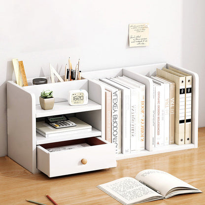 Contemporary Scandinavian Rectangular Medium-Density Fiberboard Desktop Storage Shelf 1-Drawer For Study & Bedroom