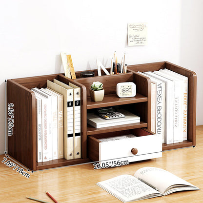 Contemporary Scandinavian Rectangular Medium-Density Fiberboard Desktop Storage Shelf 1-Drawer For Study & Bedroom