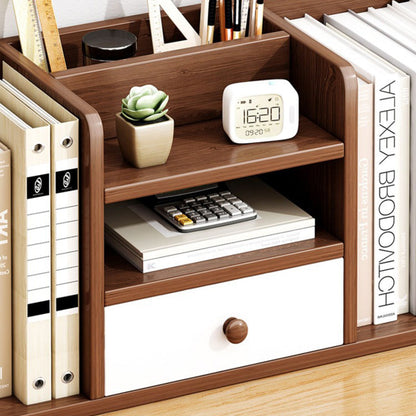Contemporary Scandinavian Rectangular Medium-Density Fiberboard Desktop Storage Shelf 1-Drawer For Study & Bedroom