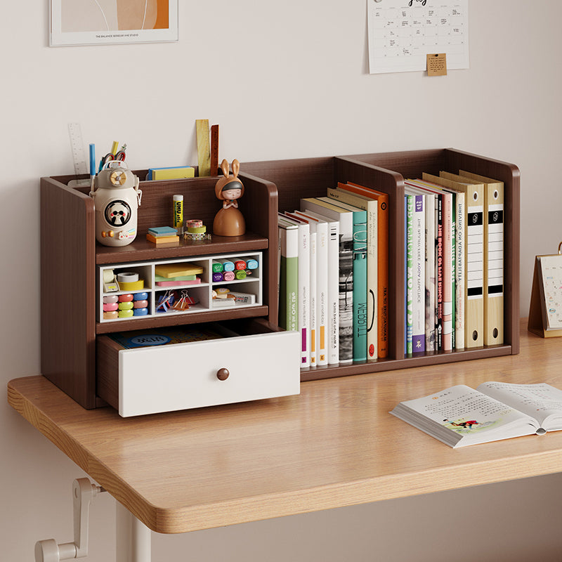 Contemporary Scandinavian Rectangular Medium-Density Fiberboard Desktop Storage Shelf 1-Drawer For Study & Bedroom