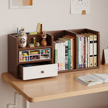 Contemporary Scandinavian Rectangular Medium-Density Fiberboard Desktop Storage Shelf 1-Drawer For Study & Bedroom