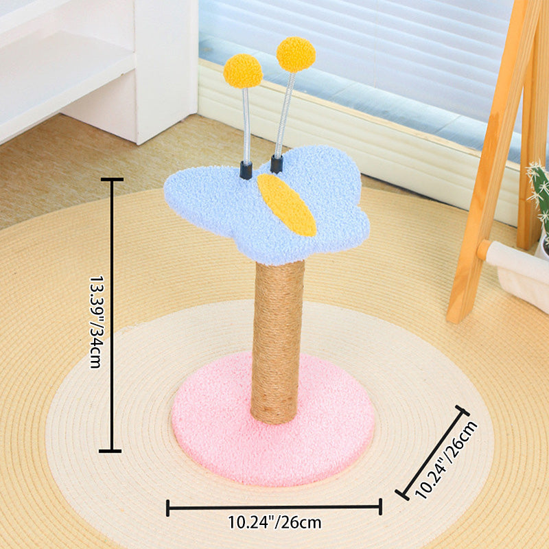 Contemporary Creative Round Medium-Density Fiberboard Velvet Fabric Sisal Butterfly Cat Tree 2/3-Tier For Living Room