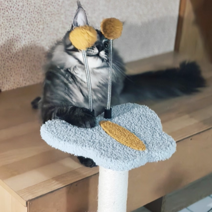 Contemporary Creative Round Medium-Density Fiberboard Velvet Fabric Sisal Butterfly Cat Tree 2/3-Tier For Living Room