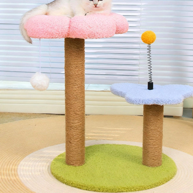 Contemporary Creative Round Medium-Density Fiberboard Velvet Fabric Sisal Butterfly Cat Tree 2/3-Tier For Living Room