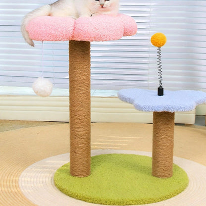 Contemporary Creative Round Medium-Density Fiberboard Velvet Fabric Sisal Butterfly Cat Tree 2/3-Tier For Living Room