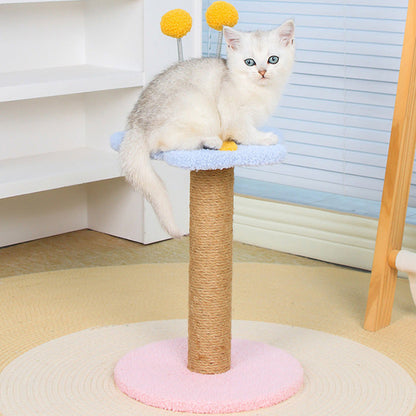 Contemporary Creative Round Medium-Density Fiberboard Velvet Fabric Sisal Butterfly Cat Tree 2/3-Tier For Living Room