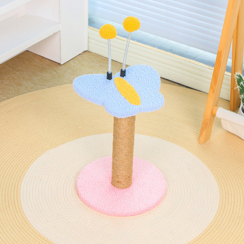 Contemporary Creative Round Medium-Density Fiberboard Velvet Fabric Sisal Butterfly Cat Tree 2/3-Tier For Living Room