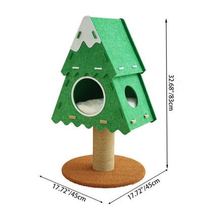 Contemporary Creative Triangle Medium-Density Fiberboard Felt Hemp Rope Christmas Cat Tree 3-Tier For Living Room