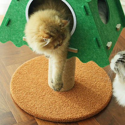 Contemporary Creative Triangle Medium-Density Fiberboard Felt Hemp Rope Christmas Cat Tree 3-Tier For Living Room