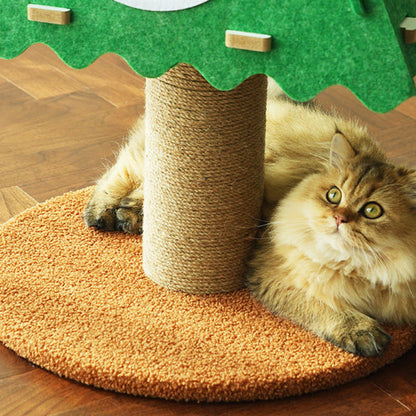 Contemporary Creative Triangle Medium-Density Fiberboard Felt Hemp Rope Christmas Cat Tree 3-Tier For Living Room