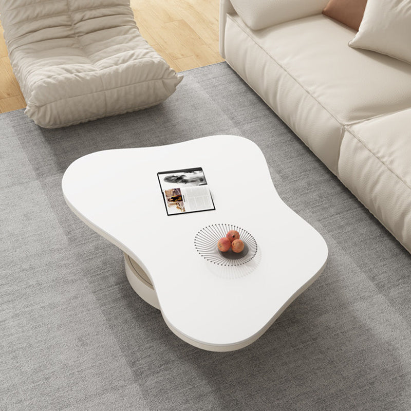 Contemporary Scandinavian Round Stone Slab Multi-Layer Solid Wood Panel Pine Wood Drawers Coffee Table 2-Drawer For Living Room