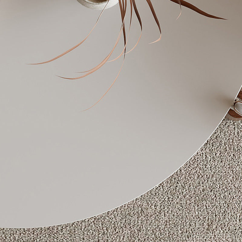 Modern Luxury Round Stone Slab Multi-layer Solid Wood Panel Stainless Steel Coffee Table For Living Room