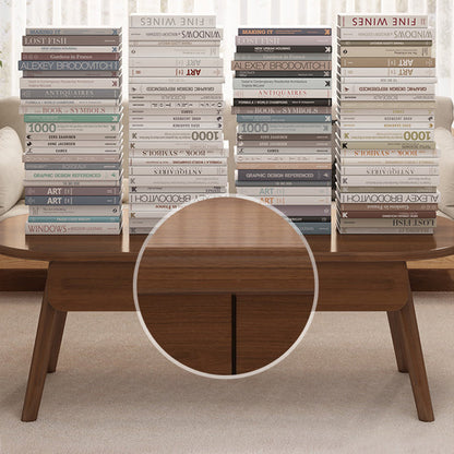 Contemporary Scandinavian Rectangular Multi-Layer Solid Wood Panel Plywood Drawer Beech Legs Coffee Table 2-Drawer For Living Room