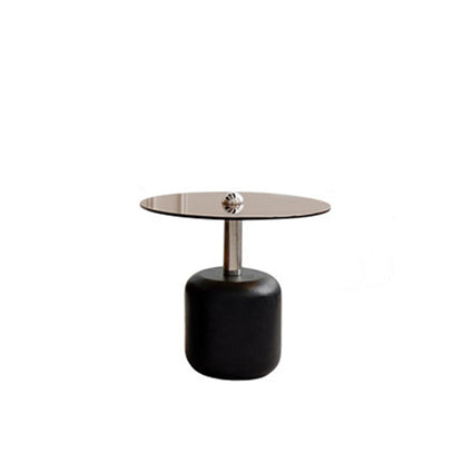 Traditional Vintage Round Multi-Layer Solid Wood Panel Tempered Glass Acrylic Stainless Steel Coffee Table For Living Room