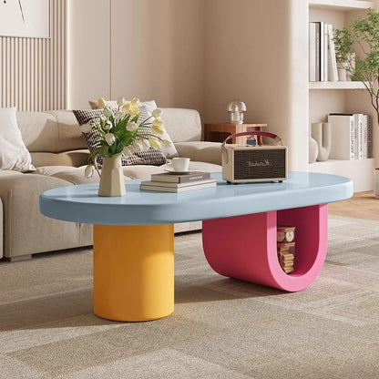 Contemporary Scandinavian Oval E1-Grade Eco-Friendly High-Density Fiberboard Coffee Table For Living Room