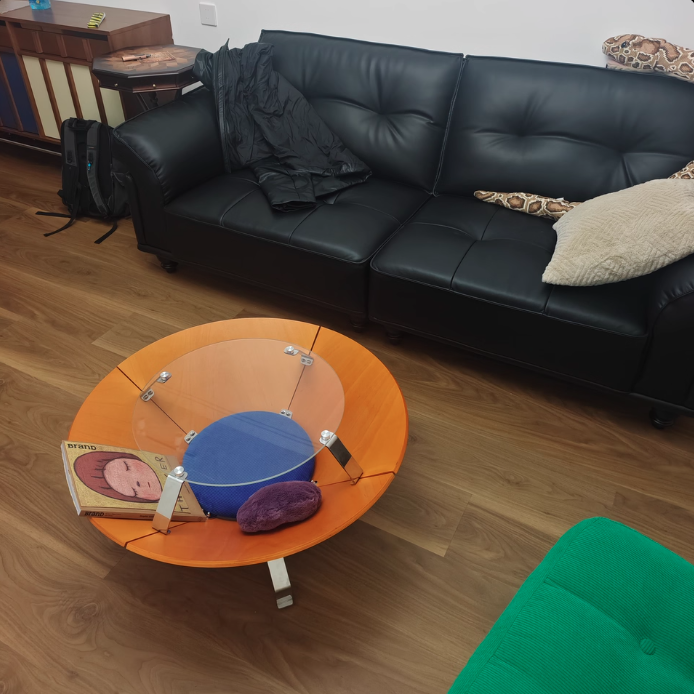 Contemporary Creative Round Multi-layer Solid Wood Panel Stainless Steel Tempered Glass Storage Coffee Table For Living Room