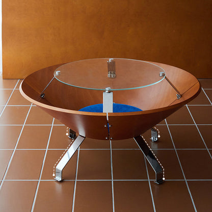 Contemporary Creative Round Multi-layer Solid Wood Panel Stainless Steel Tempered Glass Storage Coffee Table For Living Room