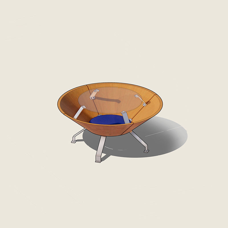 Contemporary Creative Round Multi-layer Solid Wood Panel Stainless Steel Tempered Glass Storage Coffee Table For Living Room