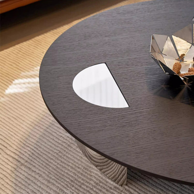 Modern Luxury Round Multi-Layer Solid Wood Panel Stainless Steel Coffee Table For Living Room