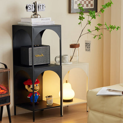 Modern Minimalist Rectangular Carbon Steel Bookshelf 1/2/3-Tier For Living Room