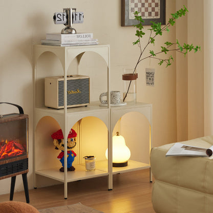 Modern Minimalist Rectangular Carbon Steel Bookshelf 1/2/3-Tier For Living Room