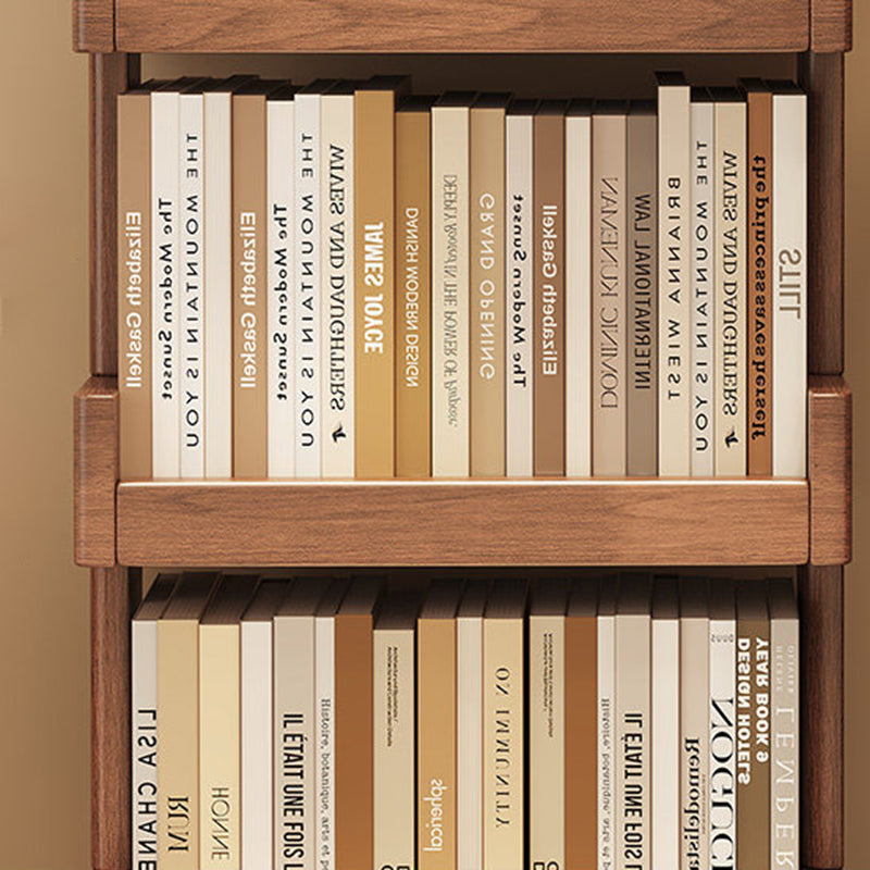 Traditional Vintage Rectangular Rubberwood Solid Wood Movable Bookshelf 2/3/4-Tier For Living Room