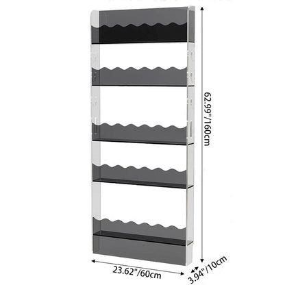 Contemporary Scandinavian Rectangular Acrylic Ultra-Slim Storage Bookshelf 5-Tier For Living Room