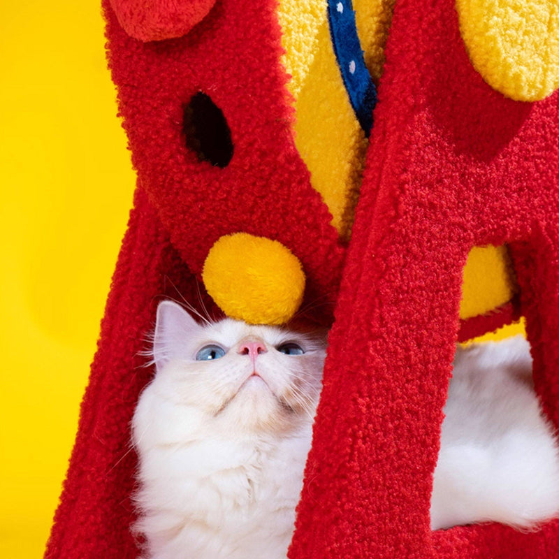 Contemporary Creative Round Particleboard Velvet Fabric Sisal Circus Cat Tree For Living Room