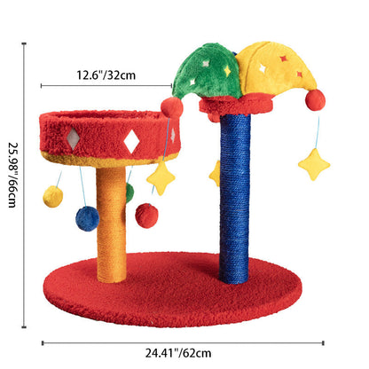 Contemporary Creative Round Particleboard Velvet Fabric Sisal Circus Cat Tree For Living Room