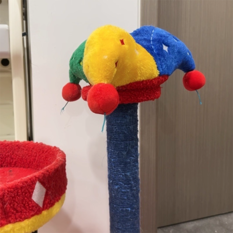 Contemporary Creative Round Particleboard Velvet Fabric Sisal Circus Cat Tree For Living Room