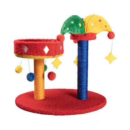 Contemporary Creative Round Particleboard Velvet Fabric Sisal Circus Cat Tree For Living Room