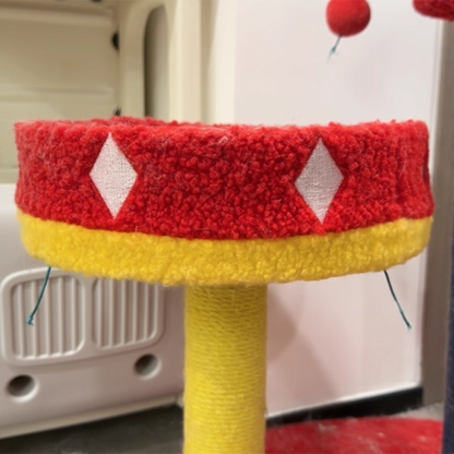 Contemporary Creative Round Particleboard Velvet Fabric Sisal Circus Cat Tree For Living Room