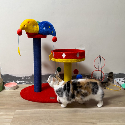 Contemporary Creative Round Particleboard Velvet Fabric Sisal Circus Cat Tree For Living Room