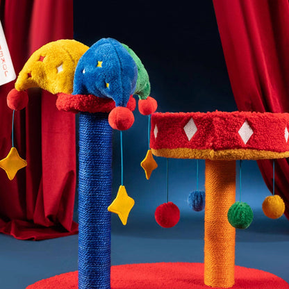 Contemporary Creative Round Particleboard Velvet Fabric Sisal Circus Cat Tree For Living Room