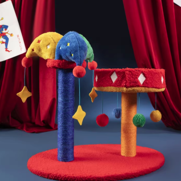 Contemporary Creative Round Particleboard Velvet Fabric Sisal Circus Cat Tree For Living Room